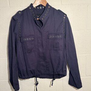 RAILS Linen Blend Collins Utility Military Jacket W Grommets Maverick Indigo Sma